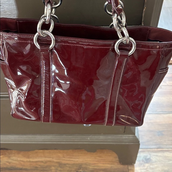 Coach Deep Burgundy Patent Leather Shoulder Bag - Picture 4 of 4